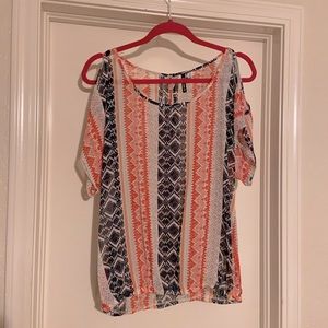 Navy and pink striped shirt